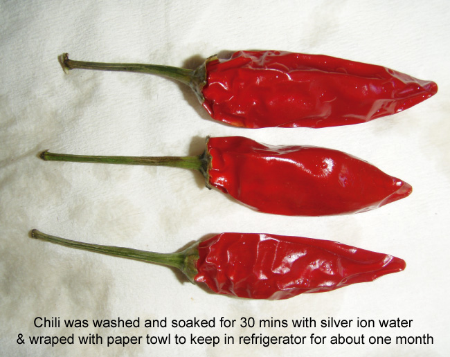 Chili wash by silver ion water